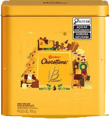 Chocottone Bauducco Lata 750 g, embalagem