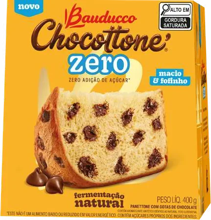 Chocottone Zero Bauducco 400 g, embalagem