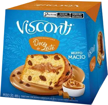 Panettone Doce de Leite Visconti 450 g, embalagem