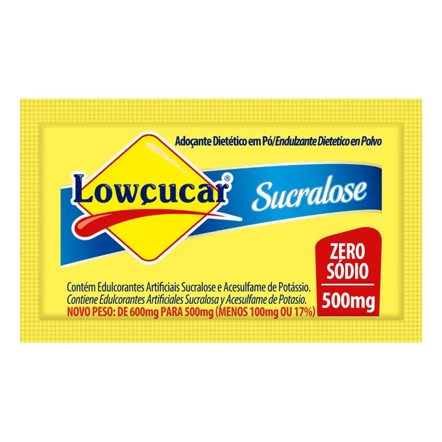Adoçante Sucralose Lowçucar, embalagem de 500 mg
