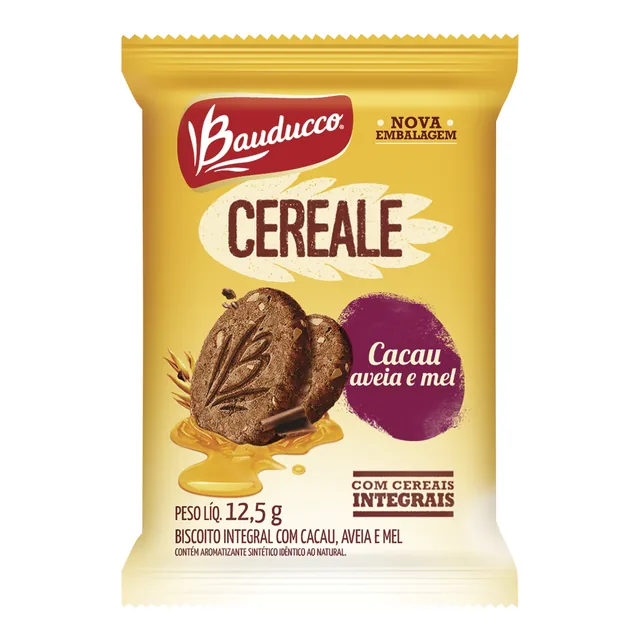 Biscoito Cereale Cacau Bauducco, embalagem de 12,5 g