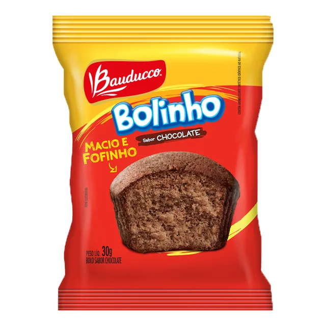 Bolinho Chocolate Bauducco, embalagem de 30 g