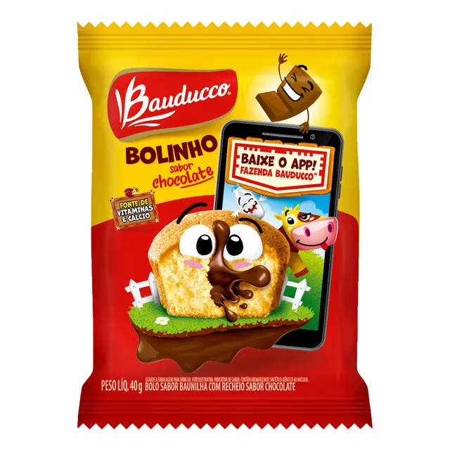 Bolinho Chocolate Bauducco, embalagem de 40 g