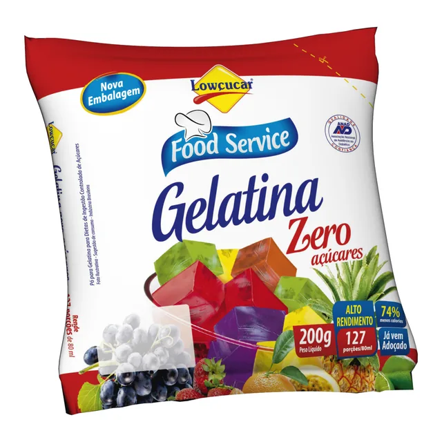 Gelatina Sabores Lowçucar, embalagem de 200 g