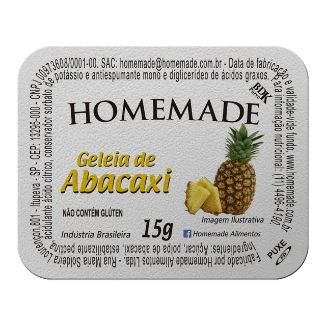 Geleia Abacaxi Homemade, embalagem de 15 g