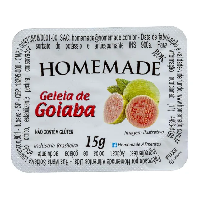 Geleia Goiaba Homemade, embalagem de 15 g