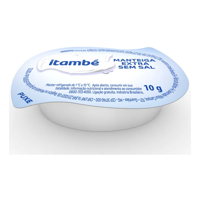 Manteiga Sem Sal Itambé, embalagem de 10 g