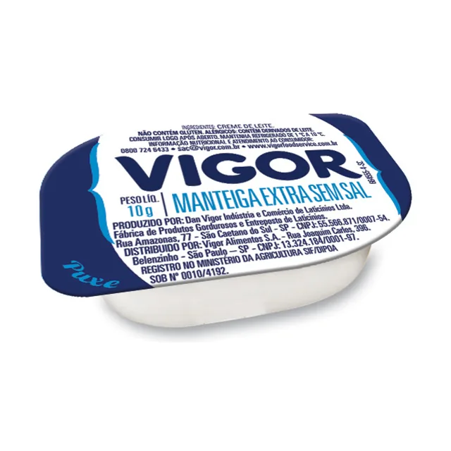 Manteiga Sem Sal Vigor, embalagem de 10 g