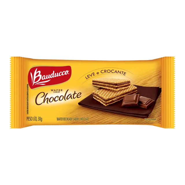 Mini Wafer Chocolate Bauducco, embalagem de 30 g