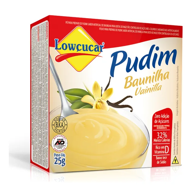 Pudim Baunilha Lowçucar, embalagem de 25 g