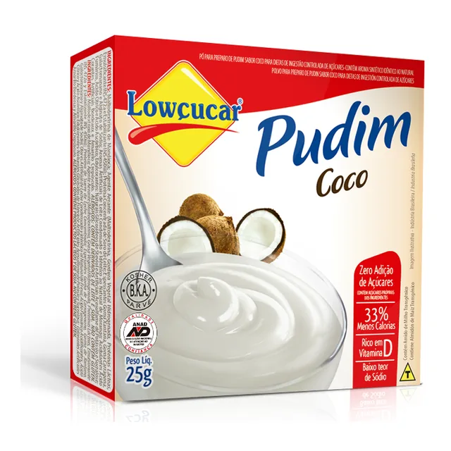Pudim Coco Lowçucar, embalagem de 25 g