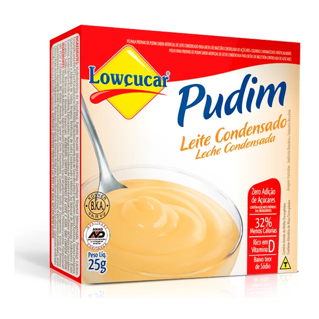Pudim Leite Condensado Lowçucar, embalagem de 25 g