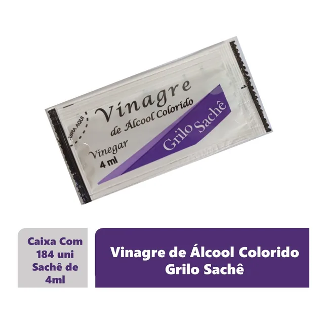 Vinagre de Álcool Colorido Grilo, embalagem de 4 ml